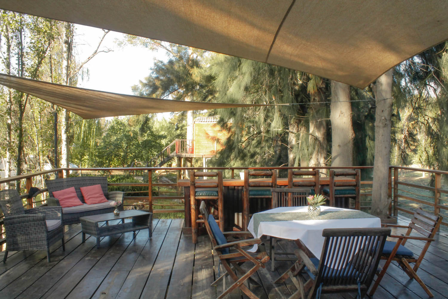 Breakfast and animalviewing deck at Vindoux Guest Farm